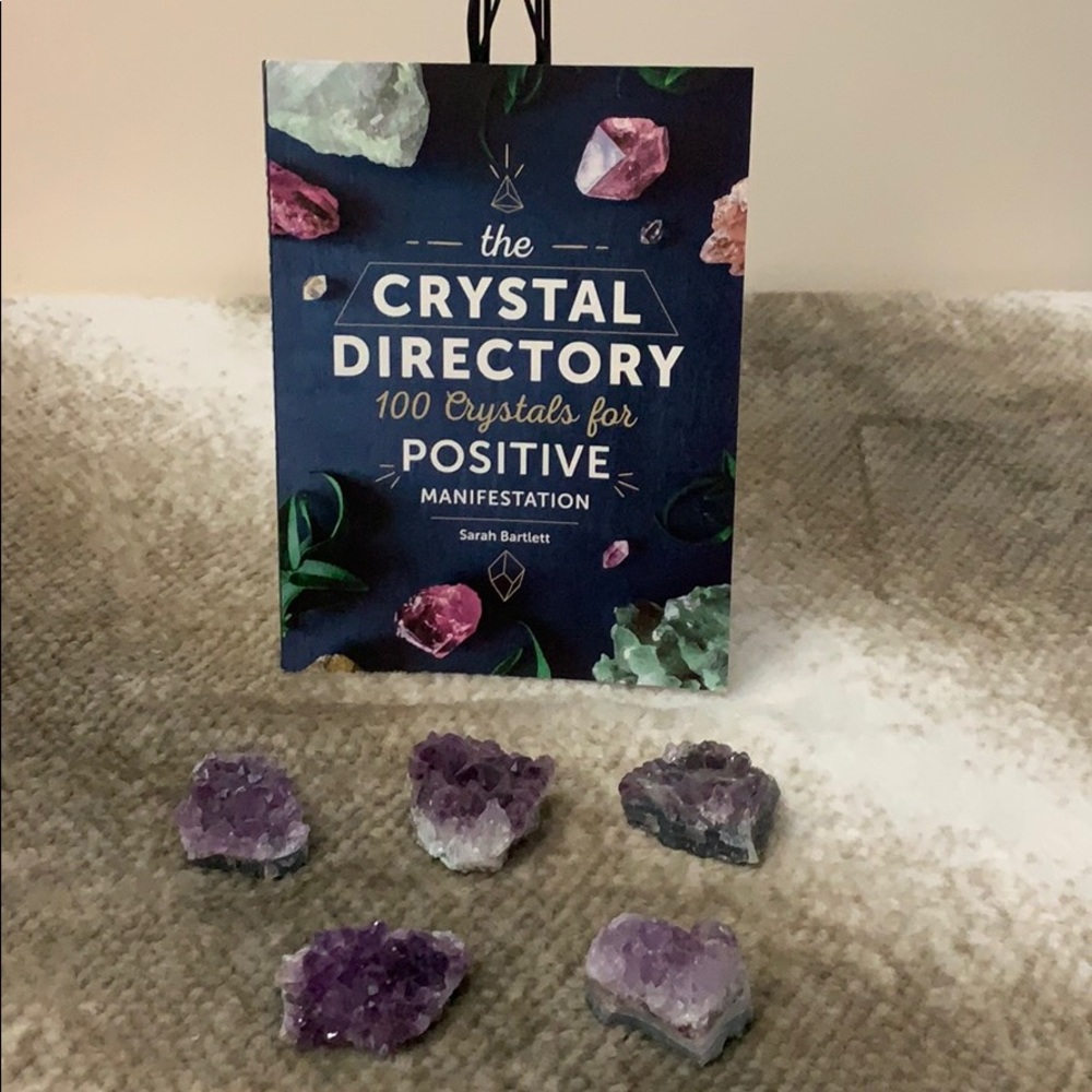 Crystal Book & 5 raw amethyst